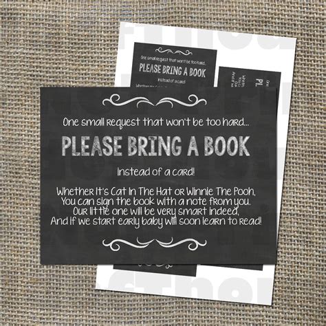 Please Bring A Book Instead Of A Card Insert For Baby Shower Etsy