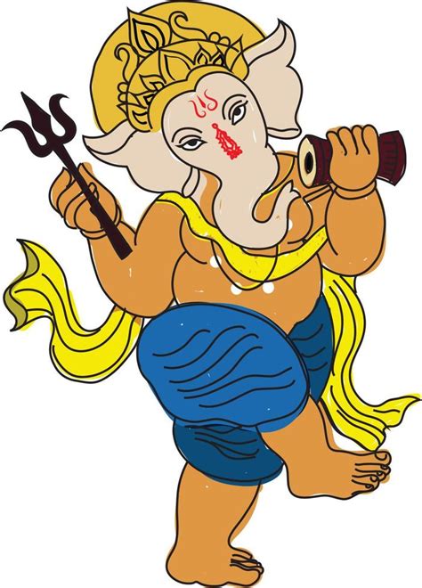 dancing lord ganesha hand drawn vector illustration 9854710 Vector Art ...