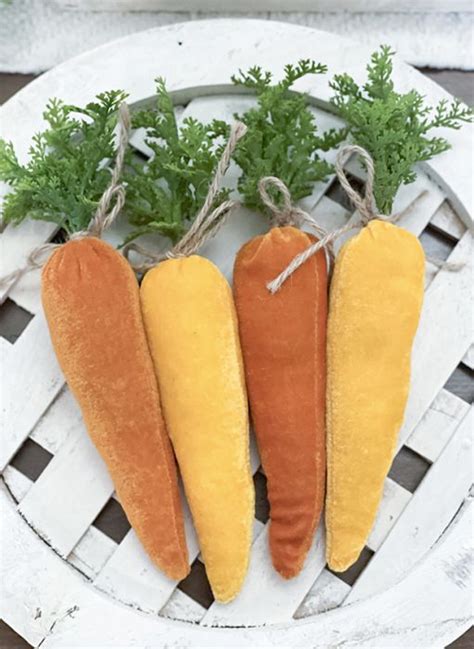 Orange Multi Velvet Carrot Set Of Antique Farmhouse