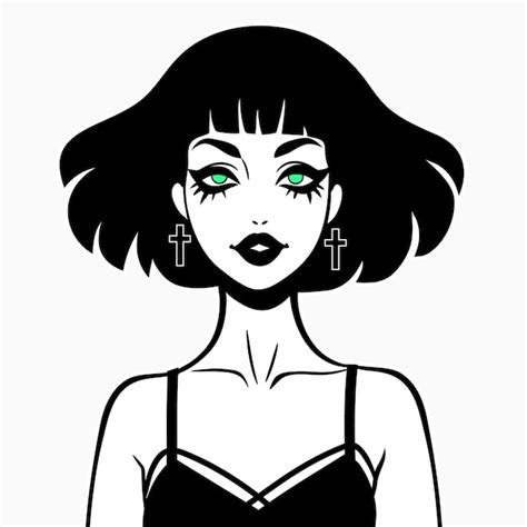 Premium Vector | Cute smiling goth girl with short hair