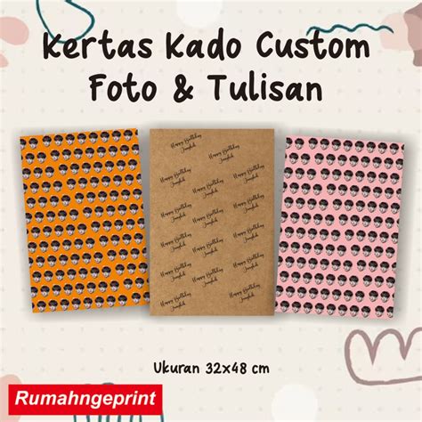 Jual CETAK KERTAS KADO CUSTOM FOTO TULISAN Shopee Indonesia