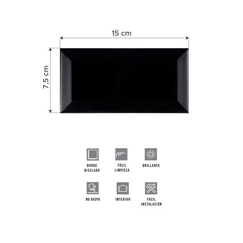 Cer Mica O Azulejo Subway Negro Biselado Vedek Revestimientos