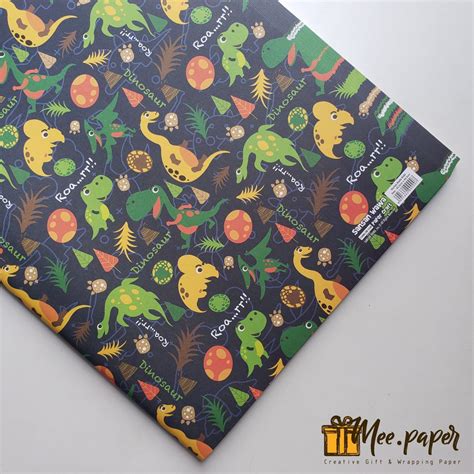 Jual Kertas Kado Sansan Wawa Motif Dinosaurus Dark Bungkus Wrapping