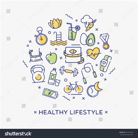 Healthy Lifestyle Illustration Dieting Fitness Nutrition Stock Vector