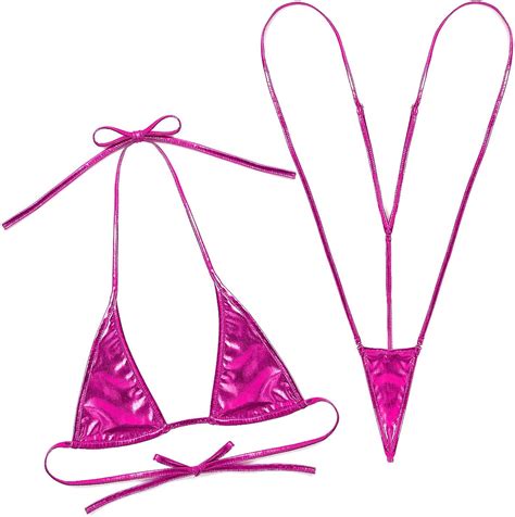 iEFiEL PCS Damen Bikini Set Glänzende Metallisch Badeanzug Micro Bikini Erotik Lingerie Set