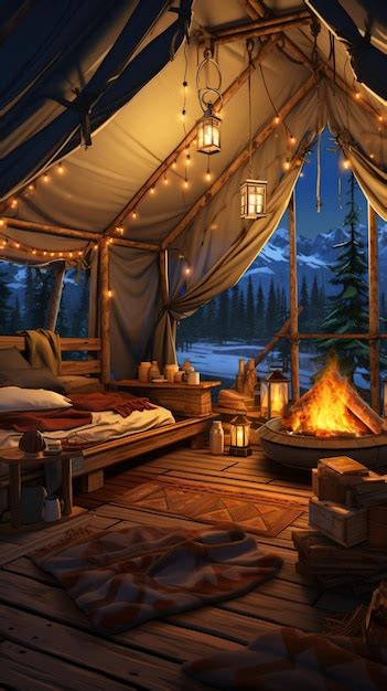 Premium Photo | Cozy Winter Cabin Tent