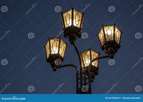 Street Lights Are Located On The Streets Of The City And Illuminate