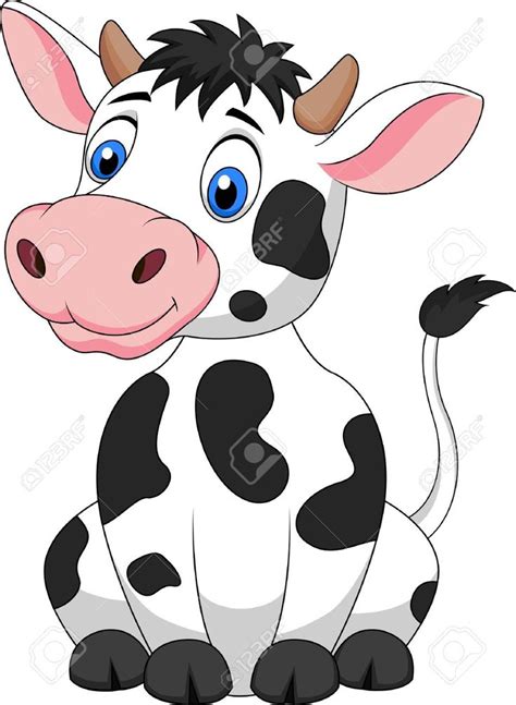 Leuke Koe Cartoon Zitten Stockfoto 19119550 Cow Drawing Cow