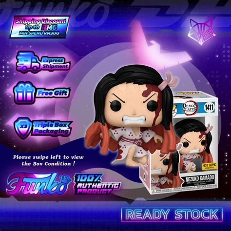 𝐑𝐄𝐀𝐃𝐘 𝐒𝐓𝐎𝐂𝐊 FUNKO POP ANIME DEMON SLAYER Nezuko Kamado 1411 Hot Topic Exclusive 鬼灭之刃