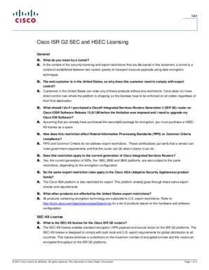 Fillable Online Cisco Isr G Security Licensing Fax Email Print Pdffiller