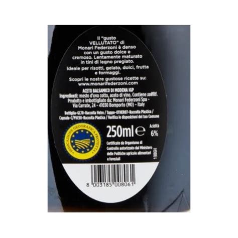 Monari Federzoni Balsamic Vinegar of Modena IGP Velvety Flavor 250 ml.