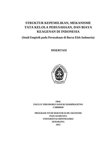 PDF STRUKTUR KEPEMILIKAN MEKANISME TATA Eprints Undip Ac Id 40891 1