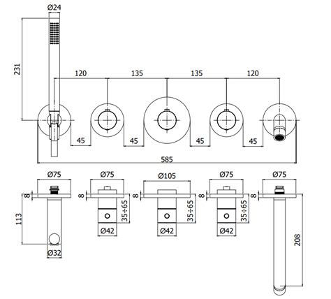 Paffoni Modular Box Mde001st Set Esterno Vasca Termostatico Con Bocca