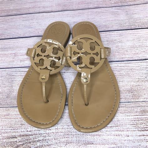 Tory Burch Patent Leather Nude Miller Sandals Gem