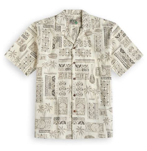 Traditional Tapa Cream Hawaiian Shirt Shop Uk