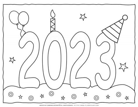 Happy New Year Coloring Page 2023 Planerium