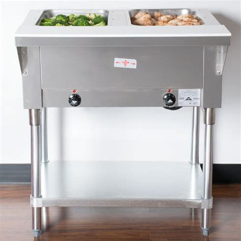 Advance Tabco SW 2E 120 Two Pan Electric Hot Food Table With Undershelf Sealed Well 120V