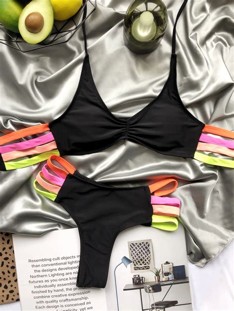 The Skittle Cat Women Sexy Multi Color Bandage Bikini Set