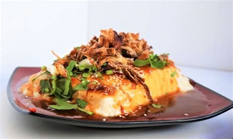 Savory Steamed Silken Tofu With Crispy Shiitakes Very Vegan Val