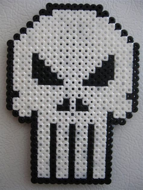 Punisher Skull Perler Pony Bead Patterns Perler Beads Perler Bead