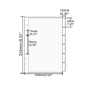 Amazon 2 Set 6 Tabs A5 Clear PP Cash Envelopes Dividers