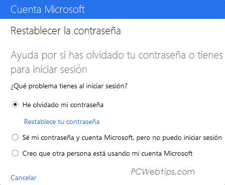 Como recuperar o restablecer la contraseña de Outlook PCWebtips