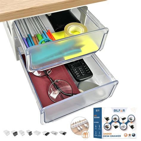 Under Desk Drawer Organizer Slide Out Hidden Shelf Comes With A