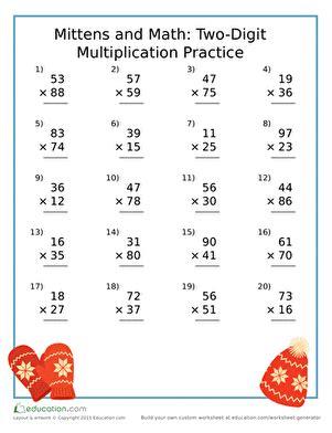 Mittens And Math Two Digit Multiplication Practice Interactive