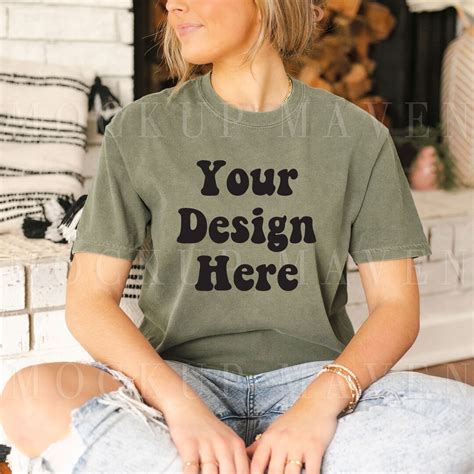 Comfort Colors Moss Mockup Comfort Colors T Shirt Mockup Boho T