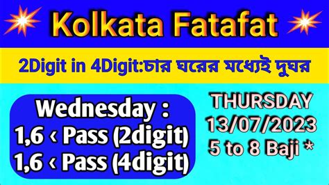 Kolkata Fatafat Kolkata Ff Digit Digit Games Thursday