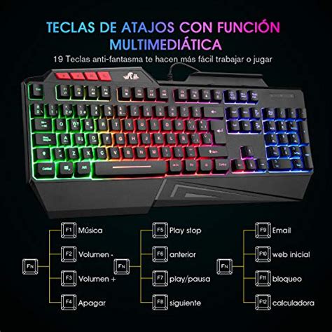 Rii Teclado Gaming RK202 Retroiluminado LED Con Cable USB Para PC