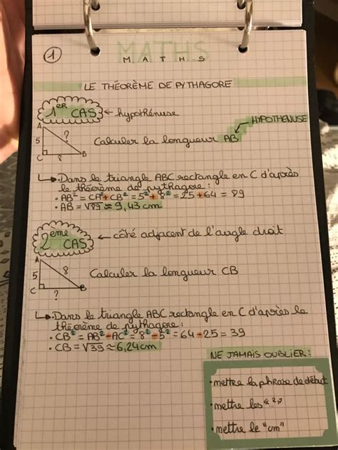 fiche de révision brevet maths le théorème de pythagore Fiche de