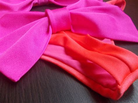 Bikini Neon Pink Bow Bandeau And Brazilian Thong Bow Bikini Etsy