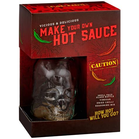 Buy Make Your Own Hot Chilli Sauce Kit Gift Set Includes Glass Skull Face Jar Dried Chilli