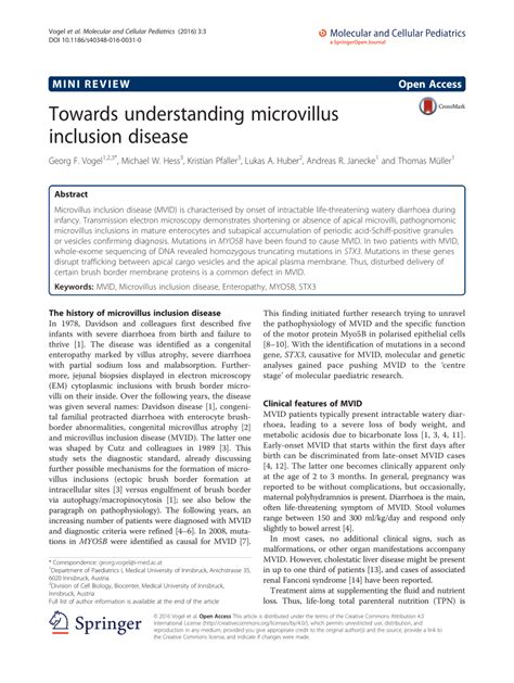 (PDF) Towards understanding microvillus inclusion disease