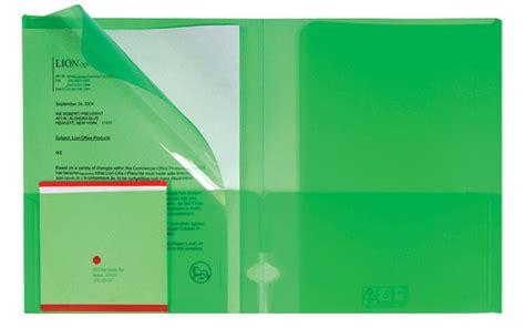 Plastic 4-Pocket Folders, Green Presentation Folders