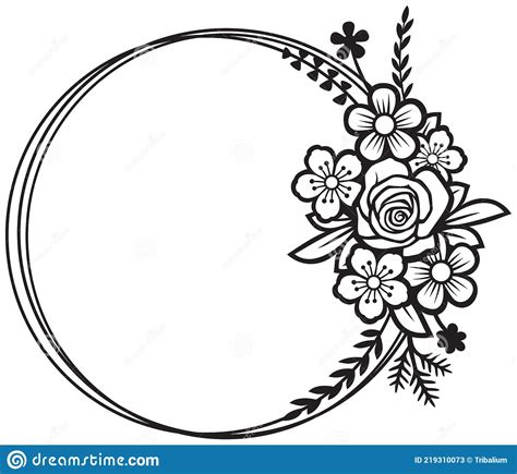 Floral Frame Flower Circle Vector Stock Vector Illustration Of