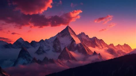 Premium AI Image | Sunset Sky mountain range Wallpaper