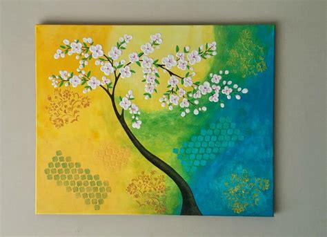 Cherry Blossom Tree Painting,textured Wall Art,modern Painting ...