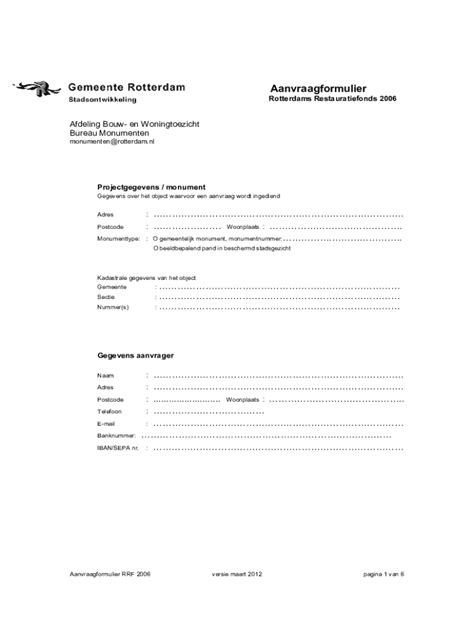 Fillable Online Aanvraagformulier Gemeente Rotterdam Fax Email Print