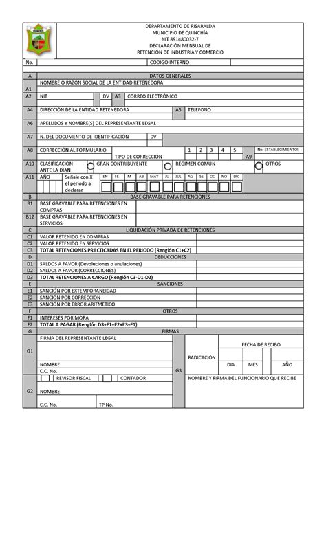 Formulario Reteica Docuemtos Para Revisoon Ica Contabilidad