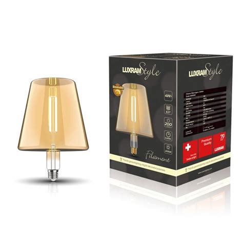 Luxram Classic Style E27 Amber Type L Dimmable Extra Warm White Led 4w