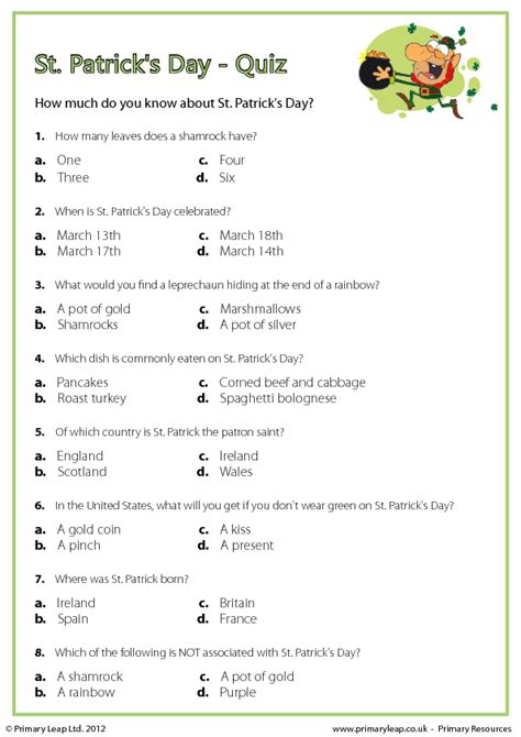 St Patrick S Day Quiz