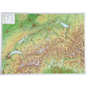 Georelief La Suisse grand format carte géographique en relief 3D