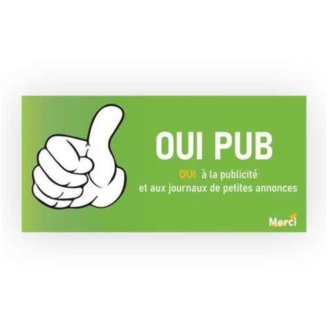 Autocollant sticker Oui Pub boîte aux lettres publicité annonces