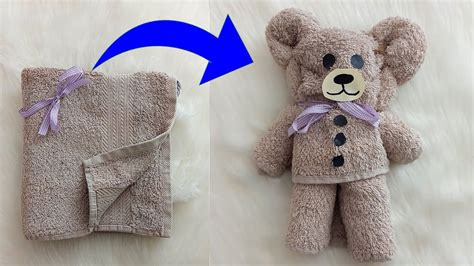 Diy Towel Teddy Bear How To Make Teddy Bear Out Of Bath Towel Youtube