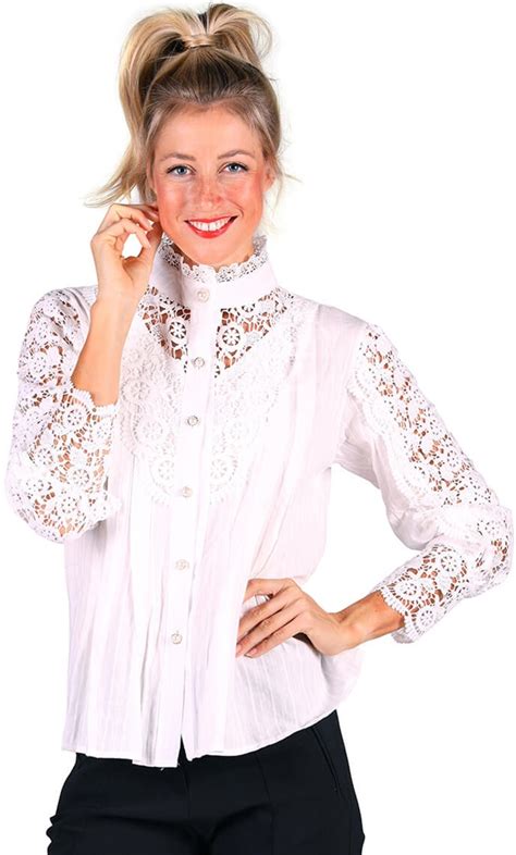 Dames Blouse Lace Wit Kopen Carnavalsland Be