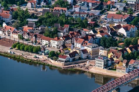 Schönebeck Elbe von oben Ausbau und Befestigung der Uferbereiche