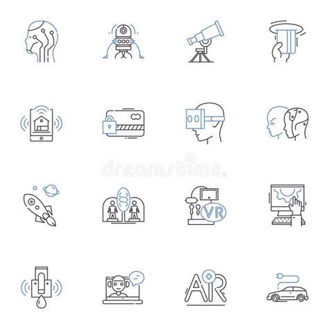 Cloud Computing Line Icons Collection Virtualization Integration