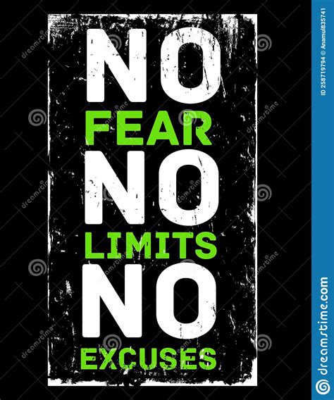 No Fear No Limits No Excuces Motivational Quote Typography Banner